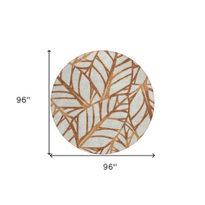 Homeroots 3' Artichoke Green And Beige Floral Washable Area Rug For Indoor Outdoor Use, Durable & Stylish 8' Round Polyester 584232