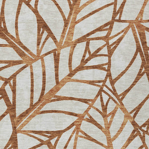 Homeroots 3' Artichoke Green And Beige Floral Washable Area Rug For Indoor Outdoor Use, Durable & Stylish 8' X 10' Polyester 584233