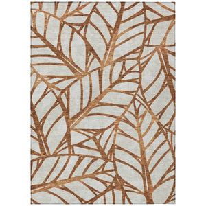 HomeRoots 9' Vibrant Floral Indoor Outdoor Area Rug in Orange, Beige & Copper – Durable, Washable & Stylish 9' X 12' 584234