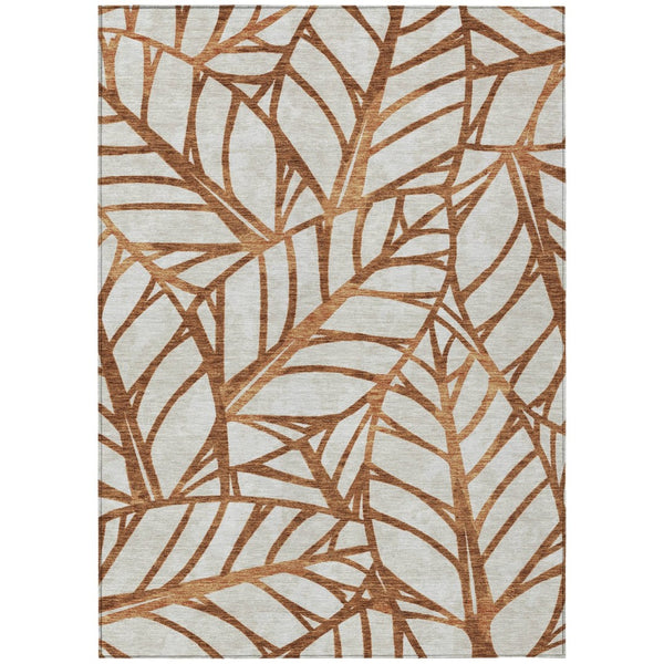 HomeRoots 9' Vibrant Floral Indoor Outdoor Area Rug in Orange, Beige & Copper – Durable, Washable & Stylish 9' X 12' 584234