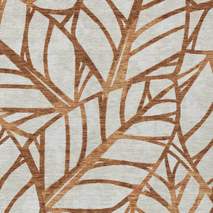 Homeroots 3' Artichoke Green And Beige Floral Washable Area Rug For Indoor Outdoor Use, Durable & Stylish 9' X 12' Polyester 584234