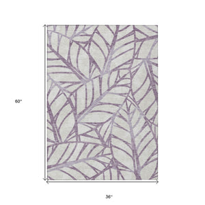 Homeroots 3' Artichoke Green And Beige Floral Washable Area Rug For Indoor Outdoor Use, Durable & Stylish 3' X 5' Polyester 584236