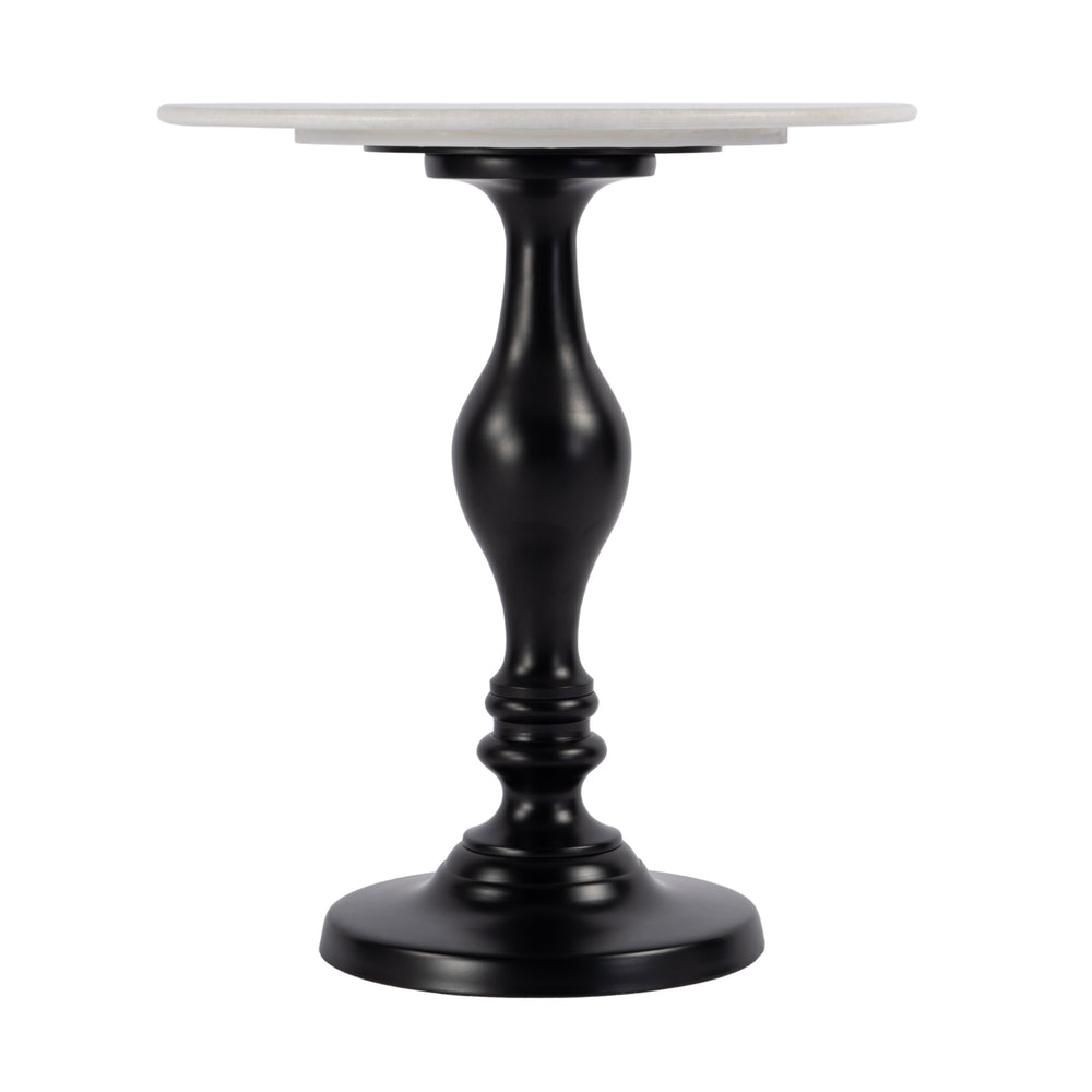 Butler Specialty Milan Round Marble Top Pedestal Side Table - Elegant Design For Stylish Home Decor & Functionality Black,White Aluminum,Marble,Plywood 5842389-butler
