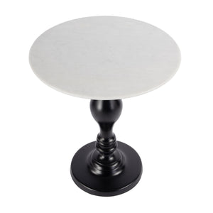 Butler Specialty Milan Round Marble Top Pedestal Side Table - Elegant Design For Stylish Home Decor & Functionality Black,White Aluminum,Marble,Plywood 5842389-butler