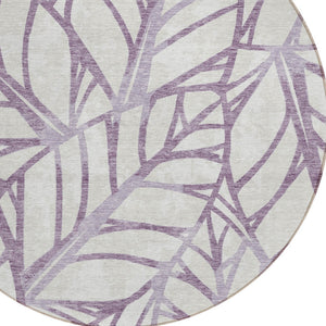 Homeroots 3' Artichoke Green And Beige Floral Washable Area Rug For Indoor Outdoor Use, Durable & Stylish 8' Round Polyester 584238