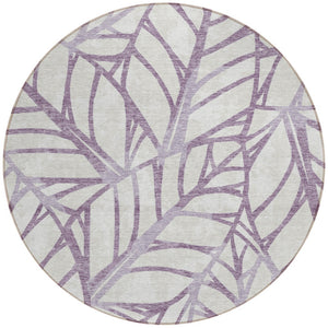 Homeroots 3' Artichoke Green And Beige Floral Washable Area Rug For Indoor Outdoor Use, Durable & Stylish 8' Round Polyester 584238