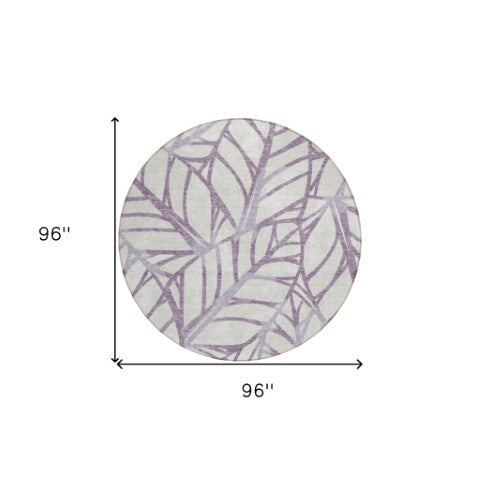 Homeroots 3' Artichoke Green And Beige Floral Washable Area Rug For Indoor Outdoor Use, Durable & Stylish 8' Round Polyester 584238