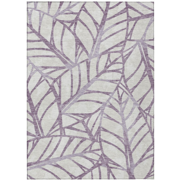 HomeRoots 9' Elegant Floral Area Rug in Purple and Beige - Washable, Durable Design for Indoor & Outdoor Use 9' X 12' 584240