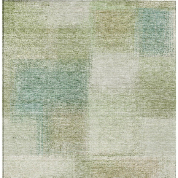 Homeroots 3' Artichoke Green Abstract Washable Indoor Outdoor Area Rug – Durable, Stylish, Stain Resistant Design 5' X 8' Polyester 584243