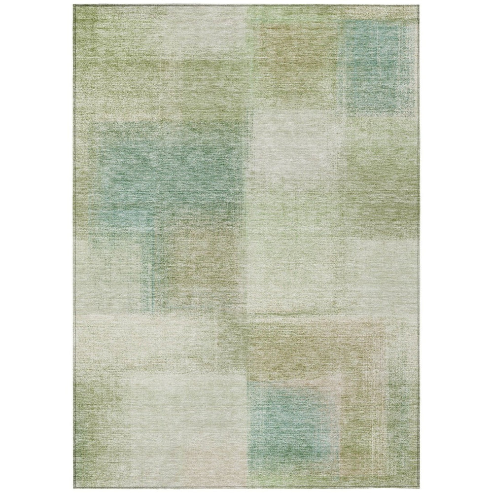 HomeRoots 5' Artichoke Green and Beige Abstract Area Rug – Stylish, Washable, Durable for Indoor and Outdoor Use 5' X 8' 584243