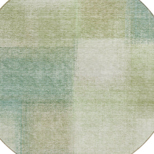 Homeroots 3' Artichoke Green Abstract Washable Indoor Outdoor Area Rug – Durable, Stylish, Stain Resistant Design 8' Round Polyester 584244