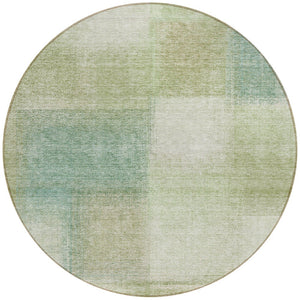 Homeroots 3' Artichoke Green Abstract Washable Indoor Outdoor Area Rug – Durable, Stylish, Stain Resistant Design 8' Round Polyester 584244