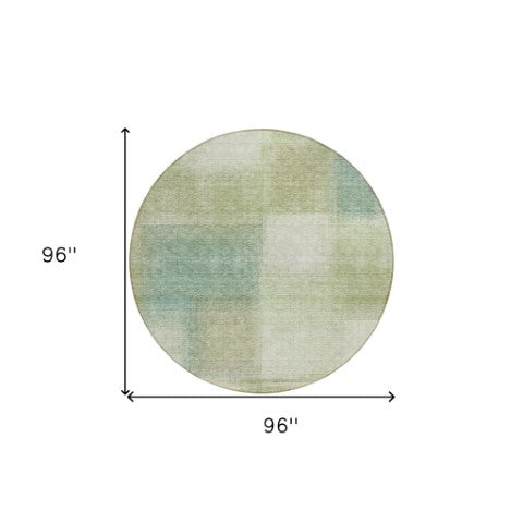 Homeroots 3' Artichoke Green Abstract Washable Indoor Outdoor Area Rug – Durable, Stylish, Stain Resistant Design 8' Round Polyester 584244