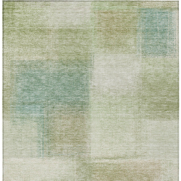 Homeroots 3' Artichoke Green Abstract Washable Indoor Outdoor Area Rug – Durable, Stylish, Stain Resistant Design 8' X 10' Polyester 584245
