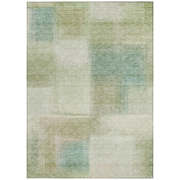 Homeroots 3' Artichoke Green Abstract Washable Indoor Outdoor Area Rug – Durable, Stylish, Stain Resistant Design 9' X 12' Polyester 584246