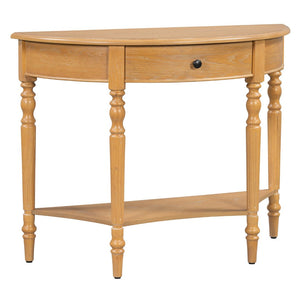 English Elm Trexm Farmhouse Half Moon Entryway Console with Drawer Open Shelf Pine Legs N715P383795D