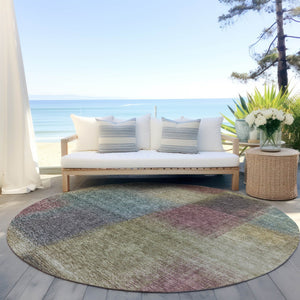 Homeroots 3' Artichoke Green Abstract Washable Indoor Outdoor Area Rug – Durable, Stylish, Stain Resistant Design 8' Round Polyester 584250