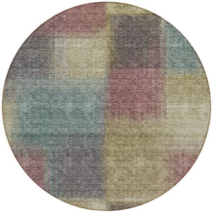 Homeroots 3' Artichoke Green Abstract Washable Indoor Outdoor Area Rug – Durable, Stylish, Stain Resistant Design 8' Round Polyester 584250