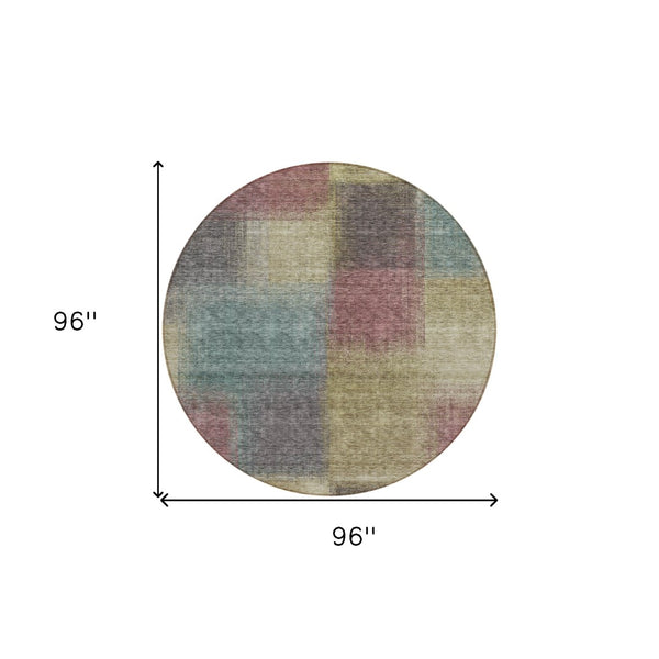 Homeroots 3' Artichoke Green Abstract Washable Indoor Outdoor Area Rug – Durable, Stylish, Stain Resistant Design 8' Round Polyester 584250