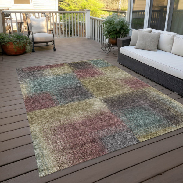 Homeroots 3' Artichoke Green Abstract Washable Indoor Outdoor Area Rug – Durable, Stylish, Stain Resistant Design 9' X 12' Polyester 584252