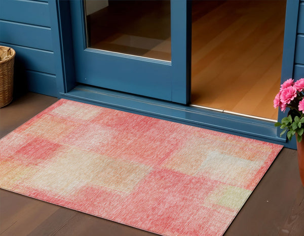 Homeroots 3' Artichoke Green Abstract Washable Indoor Outdoor Area Rug – Durable, Stylish, Stain Resistant Design 3' X 5' Polyester 584254