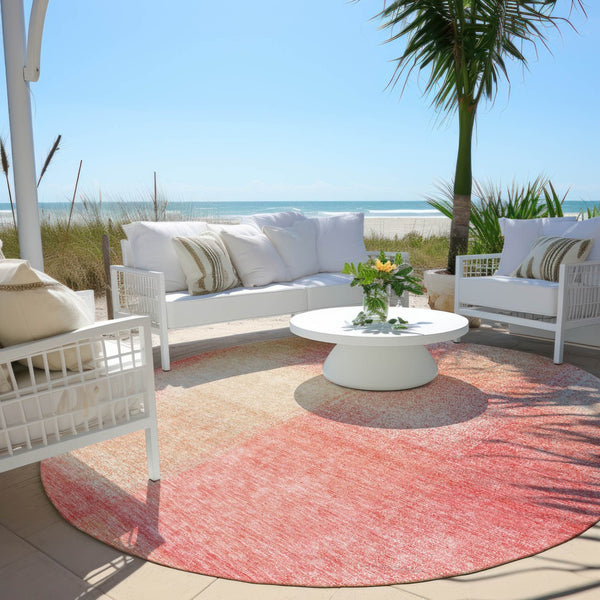 Homeroots 3' Artichoke Green Abstract Washable Indoor Outdoor Area Rug – Durable, Stylish, Stain Resistant Design 8' Round Polyester 584256