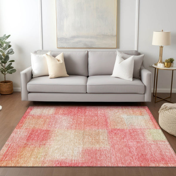 Homeroots 3' Artichoke Green Abstract Washable Indoor Outdoor Area Rug – Durable, Stylish, Stain Resistant Design 8' X 10' Polyester 584257