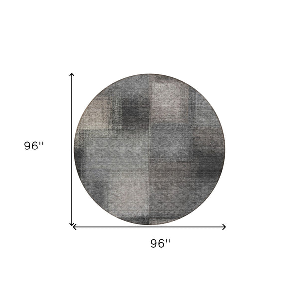 Homeroots 3' Artichoke Green Abstract Washable Indoor Outdoor Area Rug – Durable, Stylish, Stain Resistant Design 8' Round Polyester 584262