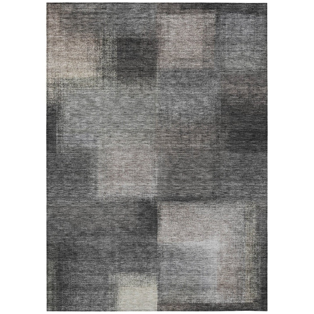 HomeRoots 5' Charcoal Gray and Silver Abstract Area Rug - Stylish, Washable, Indoor/Outdoor Solution for Any Space 10' X 14' 584265