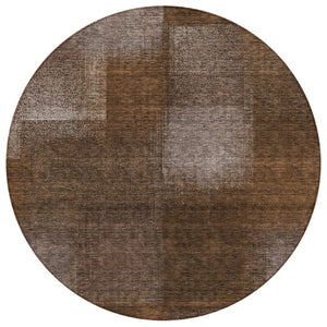 HomeRoots 5' Brown and Ivory Abstract Area Rug – Durable, Washable Design for Indoor and Outdoor Use, Easy Care 8' Round 584268