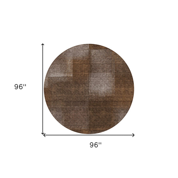 Homeroots 3' Artichoke Green Abstract Washable Indoor Outdoor Area Rug – Durable, Stylish, Stain Resistant Design 8' Round Polyester 584268