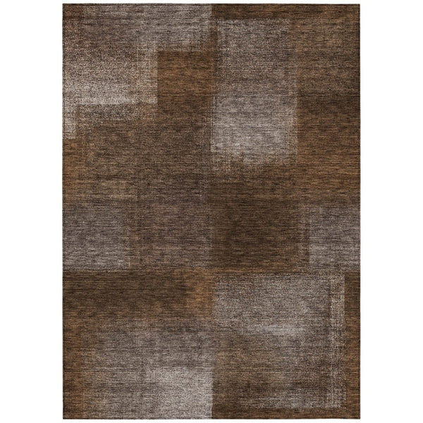 HomeRoots 5' Brown and Ivory Abstract Area Rug – Durable, Washable Design for Indoor and Outdoor Use, Easy Care 8' X 10' 584269