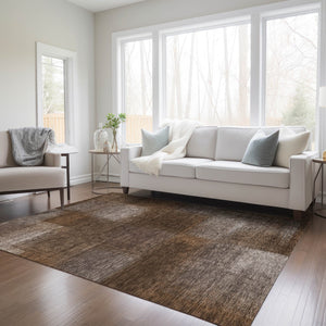 Homeroots 3' Artichoke Green Abstract Washable Indoor Outdoor Area Rug – Durable, Stylish, Stain Resistant Design 9' X 12' Polyester 584270