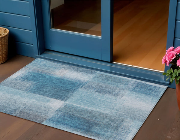 Homeroots 3' Artichoke Green Abstract Washable Indoor Outdoor Area Rug – Durable, Stylish, Stain Resistant Design 3' X 5' Polyester 584272