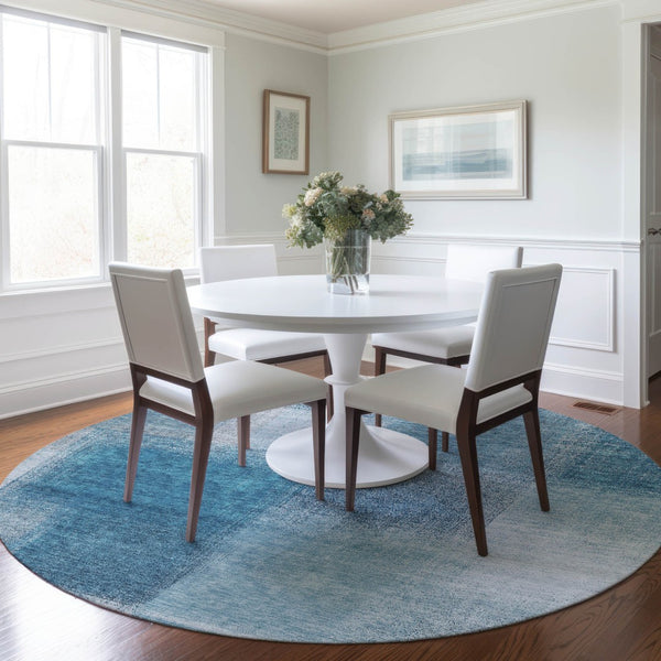 Homeroots 3' Artichoke Green Abstract Washable Indoor Outdoor Area Rug – Durable, Stylish, Stain Resistant Design 8' Round Polyester 584274