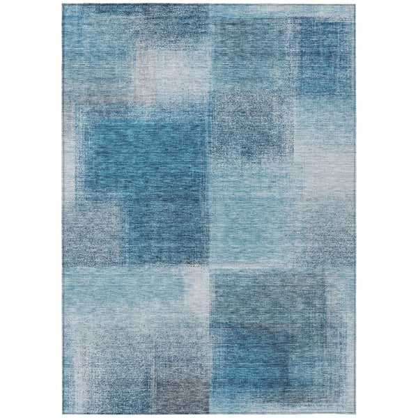 HomeRoots 9' Contemporary Denim Blue and Navy Abstract Washable Area Rug for Indoor and Outdoor Spaces 9' X 12' 584276