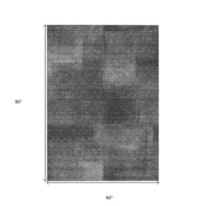 Homeroots 3' Artichoke Green Abstract Washable Indoor Outdoor Area Rug – Durable, Stylish, Stain Resistant Design 5' X 8' Polyester 584279