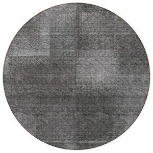 HomeRoots 5' Stylish Gray Charcoal and Ivory Abstract Area Rug - Durable, Washable for Indoor and Outdoor Use 8' Round 584280
