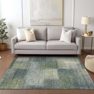 Homeroots 3' Artichoke Green Abstract Washable Indoor Outdoor Area Rug – Durable, Stylish, Stain Resistant Design 3' X 5' Polyester 584284