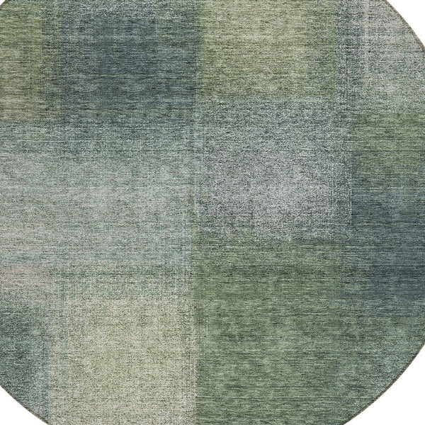 Homeroots 3' Artichoke Green Abstract Washable Indoor Outdoor Area Rug – Durable, Stylish, Stain Resistant Design 8' Round Polyester 584286