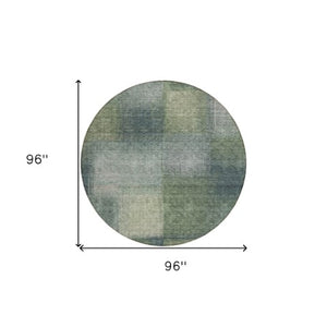 Homeroots 3' Artichoke Green Abstract Washable Indoor Outdoor Area Rug – Durable, Stylish, Stain Resistant Design 8' Round Polyester 584286