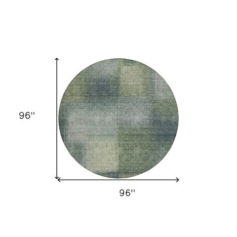 Homeroots 3' Artichoke Green Abstract Washable Indoor Outdoor Area Rug – Durable, Stylish, Stain Resistant Design 8' Round Polyester 584286