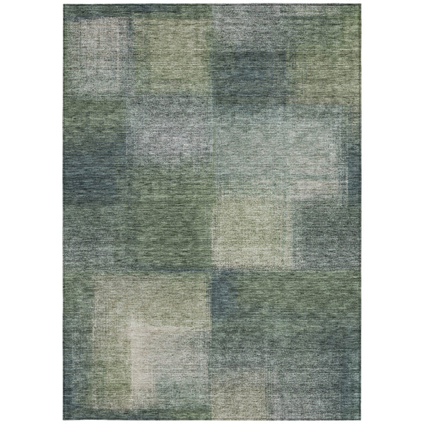 Homeroots 3' Artichoke Green Abstract Washable Indoor Outdoor Area Rug – Durable, Stylish, Stain Resistant Design 9' X 12' Polyester 584288