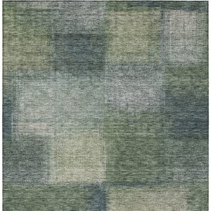 Homeroots 3' Artichoke Green Abstract Washable Indoor Outdoor Area Rug – Durable, Stylish, Stain Resistant Design 9' X 12' Polyester 584288