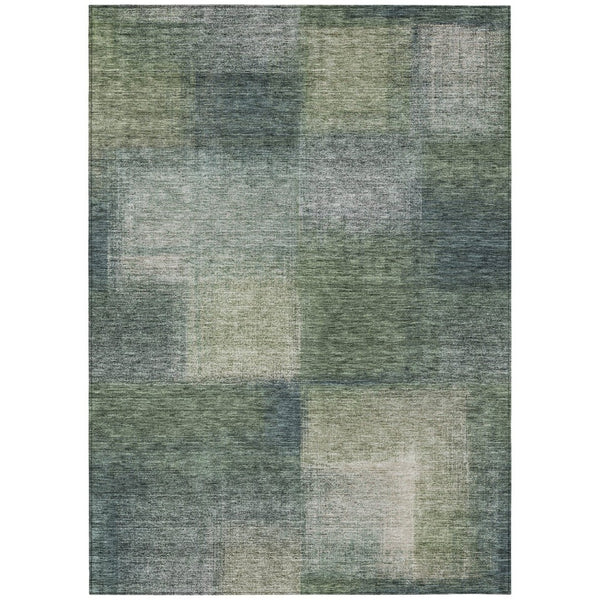 HomeRoots 5' Olive Green and Gray Abstract Area Rug - Washable, Durable, Perfect for Indoor and Outdoor Use! 10' X 14' 584289