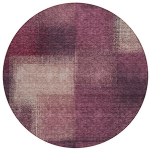 HomeRoots 5' Abstract Washable Indoor Outdoor Area Rug in Plum Mauve and Beige – Durable, Stylish, Easy Care 8' Round 584292