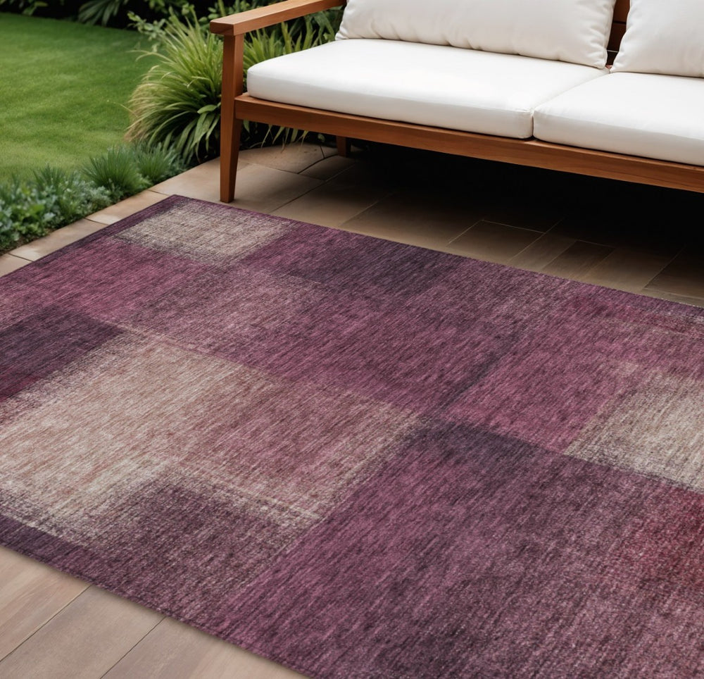 HomeRoots 5' Abstract Washable Indoor Outdoor Area Rug in Plum Mauve and Beige – Durable, Stylish, Easy Care 8' X 10' 584293