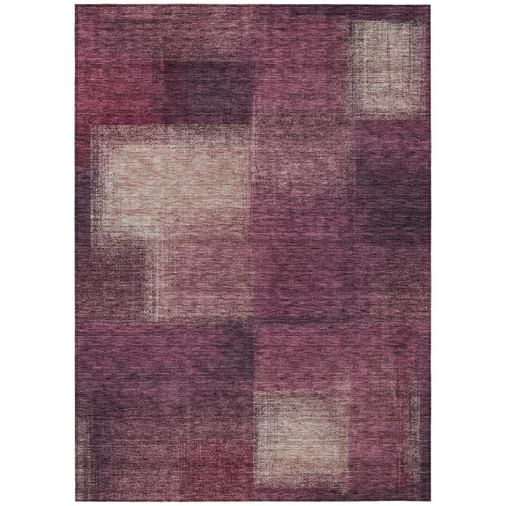 HomeRoots 5' Abstract Washable Indoor Outdoor Area Rug in Plum Mauve and Beige – Durable, Stylish, Easy Care 8' X 10' 584293