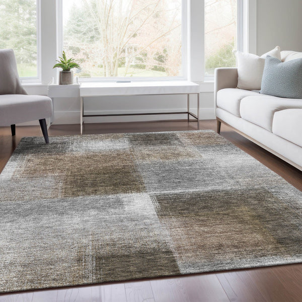 Homeroots 3' Artichoke Green Abstract Washable Indoor Outdoor Area Rug – Durable, Stylish, Stain Resistant Design 3' X 5' Polyester 584296