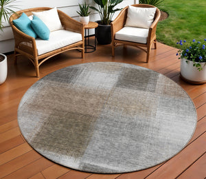 Homeroots 3' Artichoke Green Abstract Washable Indoor Outdoor Area Rug – Durable, Stylish, Stain Resistant Design 8' Round Polyester 584298